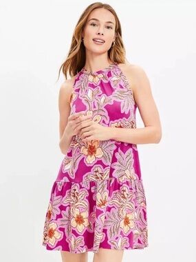Loft mosaic Floral Mini Halter Dress